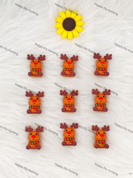 3D Cute Christmas Reindeer Silicone Focal Beads Wholesale, silicone focal beads for pens