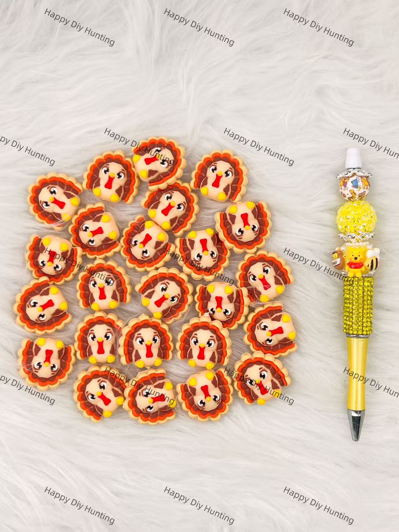 3D Cute Flower Chicken Silicone Focal Beads Wholesale, silicone focal beads for pens