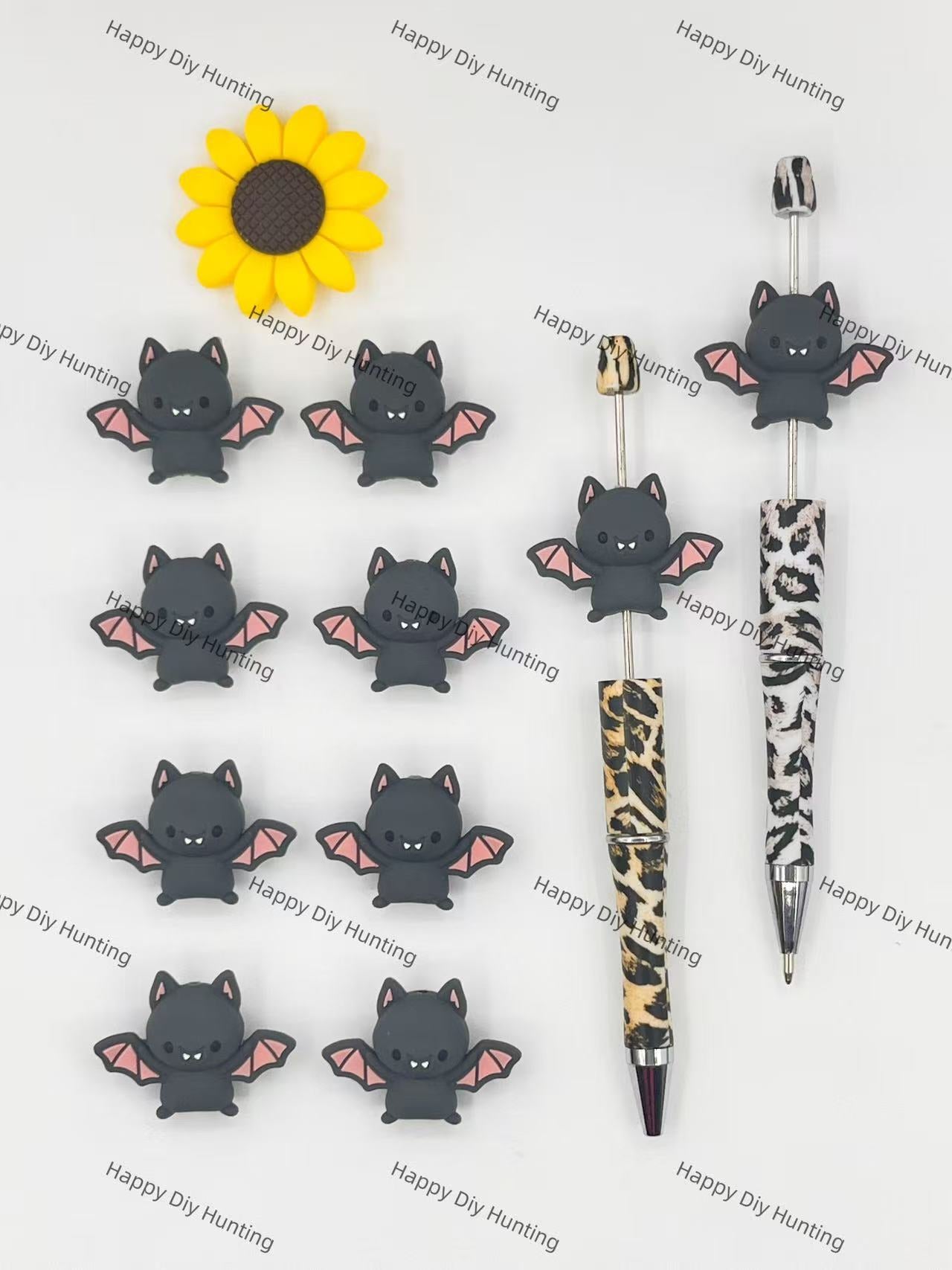 3D Cute Halloween Bat Silicone Focal Beads Wholesale, silicone focal beads for pens