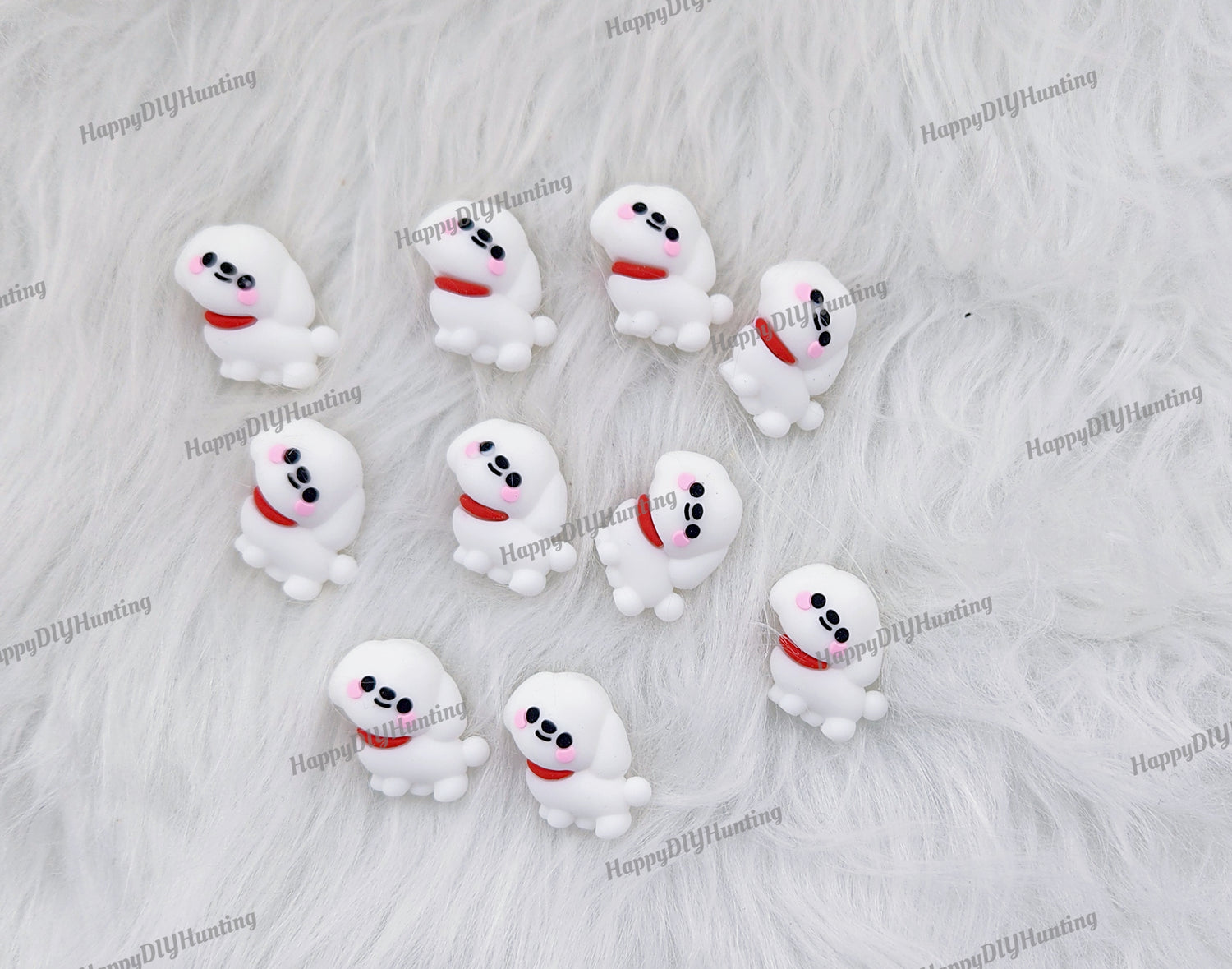 3D Cute White Dog Animal Silicone Focal Beads 