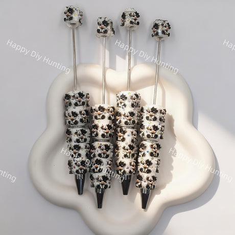 3D embossed cow DIY Beadable Pen, decorative animal handmade writing pen
