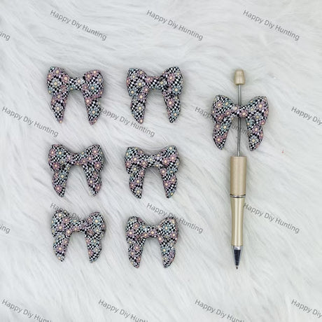 3D Flower-themed Bowknot Silicone Focal Beads Wholesale, silicone focal beads for pens