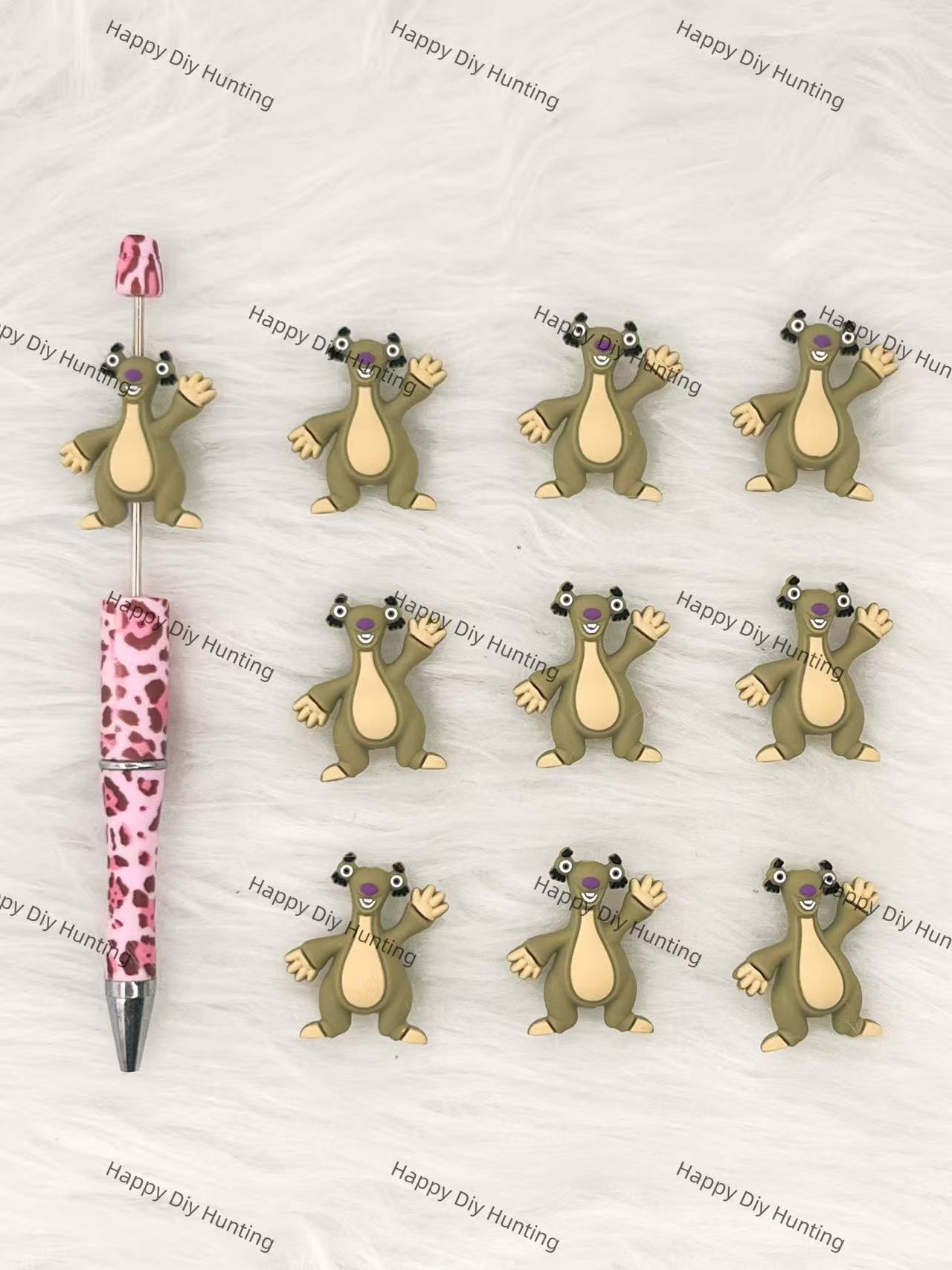 3D Green Humorous Sloth Silicone Focal Beads Wholesale, silicone focal beads for pens