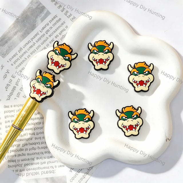 3d green orange horned monster silicone focal beads large hole beads for diy beadable pen handmade craft wholesale
