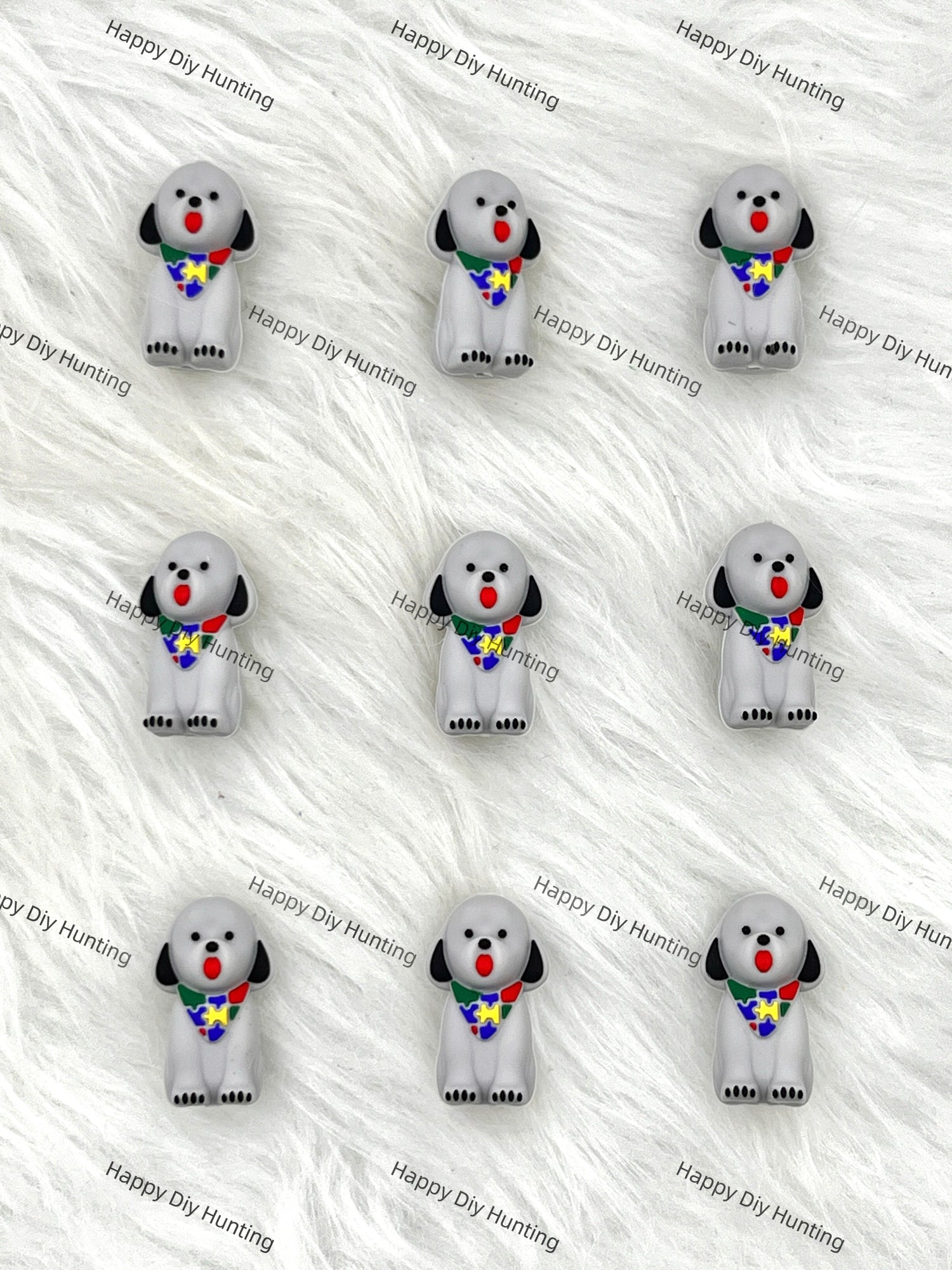 3D Grey Puppy Dog Silicone Focal Beads Wholesale, silicone focal beads for pens