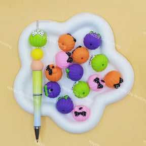 Multi-color 3D pumpkin bow silicone focal beads for custom beaded pen making