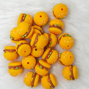 3D Hamburger Silicone Focals for Fast Food Themed Beadable Pen Craft