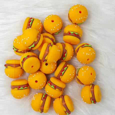 3D Hamburger Silicone Focals for Fast Food Themed Beadable Pen Craft