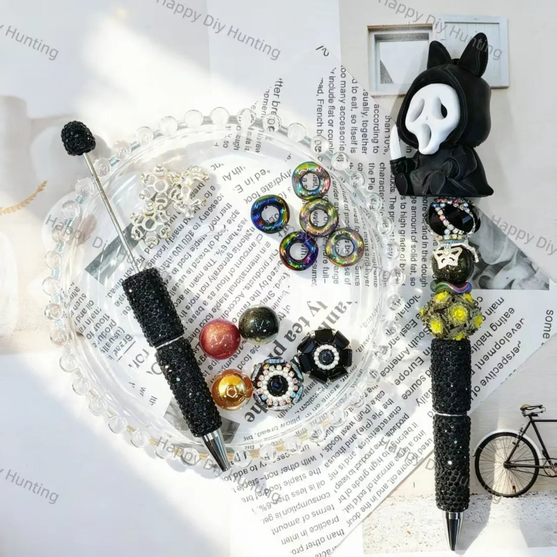 3D hooded spooky ghost figure pen toppers, silicone decorative tops for halloween handmade beadable pen projects