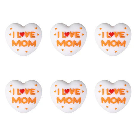 3D I Love Mom Heart Silicone Focal Beads for Mother’s Day Beadable Pen