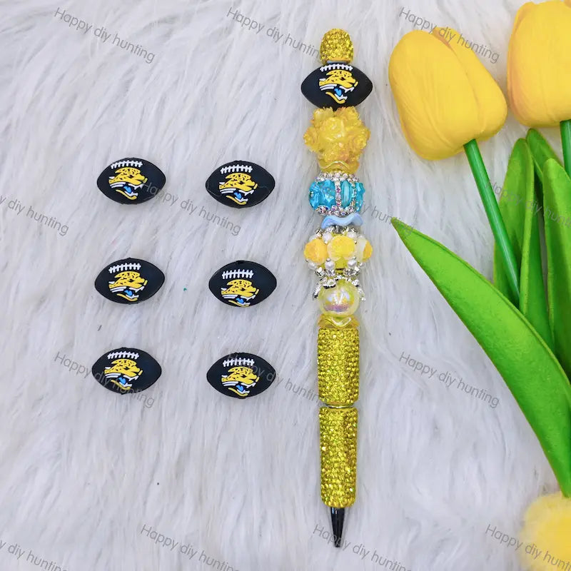 3D Jaguars Football team Silicone Focal Beads,Wholesale Silicone focal beads for pens2