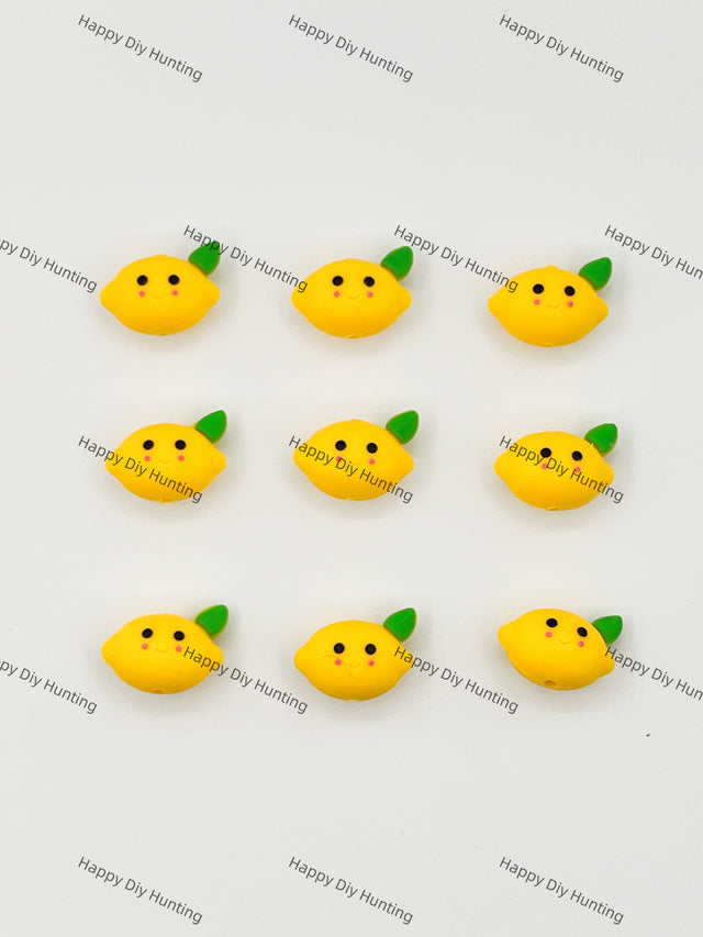3D Lovely Lemon Silicone Focal Beads Wholesale, silicone focal beads for pens