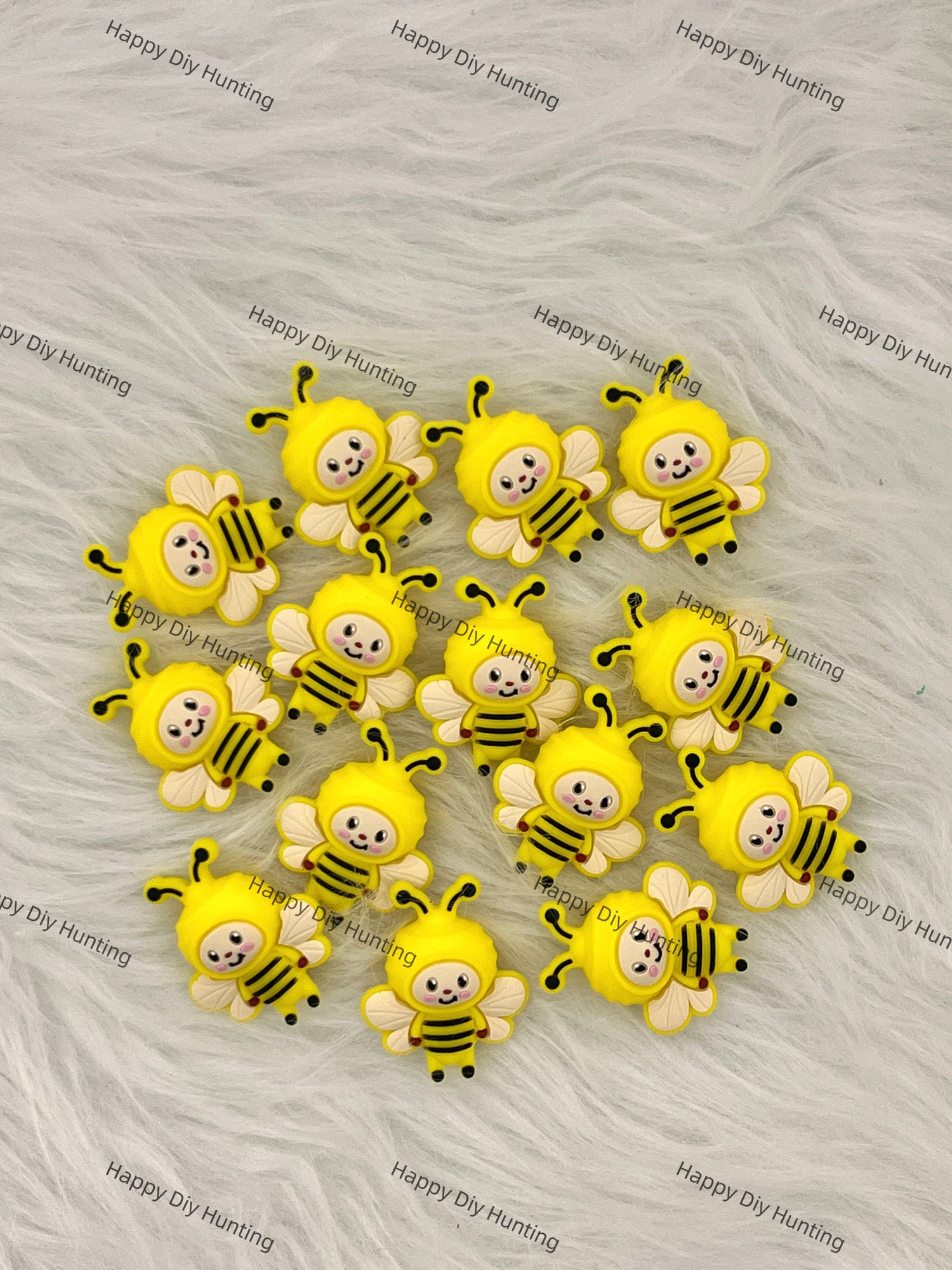 3D Lovely yellow bees Silicone Focal Beads