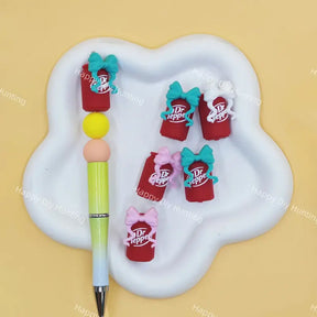 Multi-color 3D Dr Pepper can silicone focal beads for custom beaded pen making