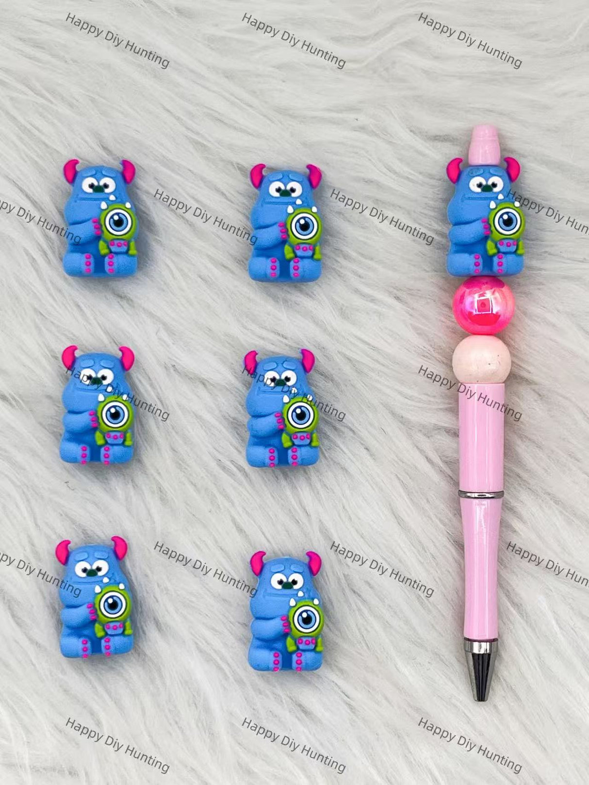 3D Monsters Inc. Sulley & Mike Silicone Focal Beads Wholesale, silicone focal beads for pens