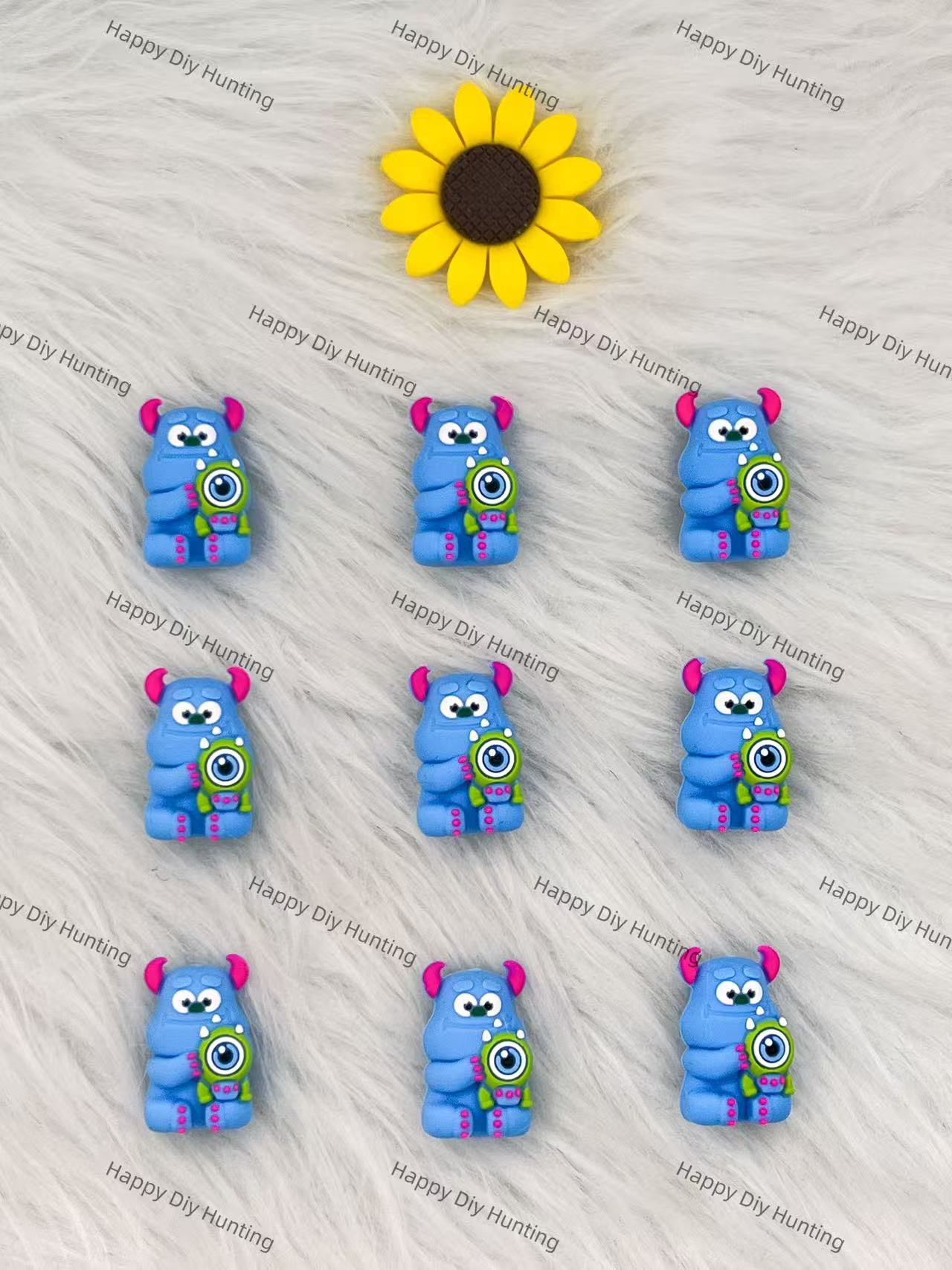 3D Monsters Inc. Sulley & Mike Silicone Focal Beads Wholesale, silicone focal beads for pens