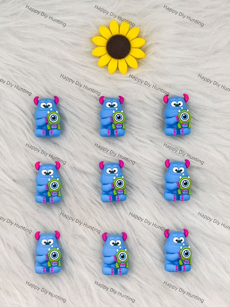 3D Monsters Inc. Sulley & Mike Silicone Focal Beads Wholesale, silicone focal beads for pens