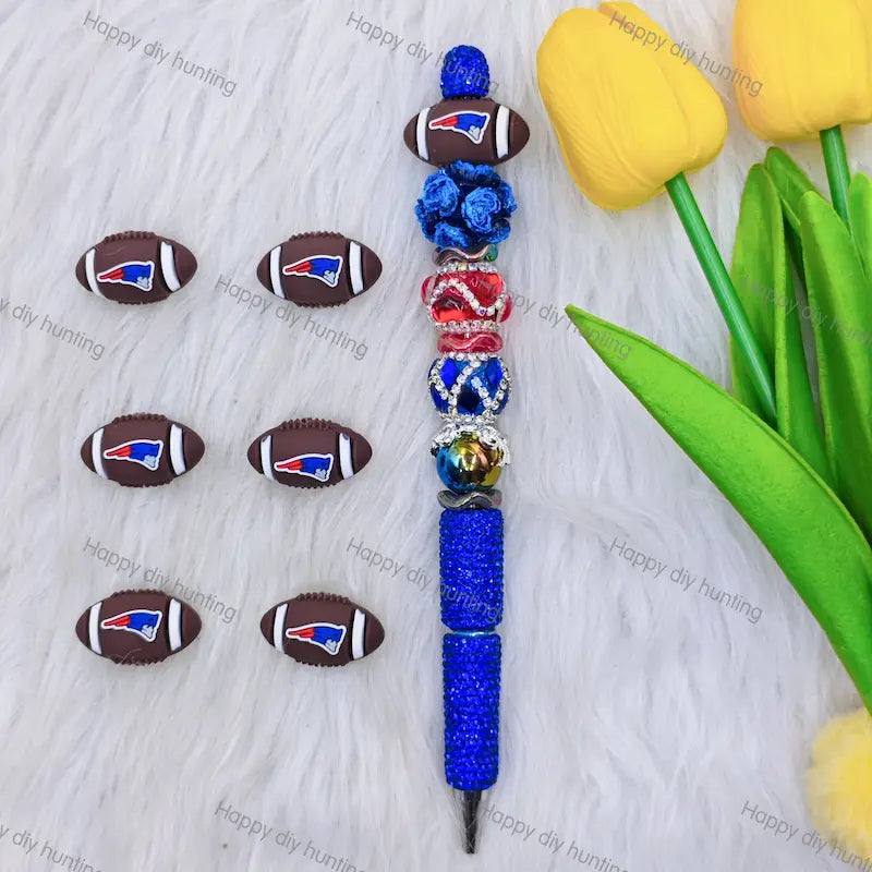 3D New England Football team Silicone Focal Beads,Wholesale Silicone focal beads for pens2