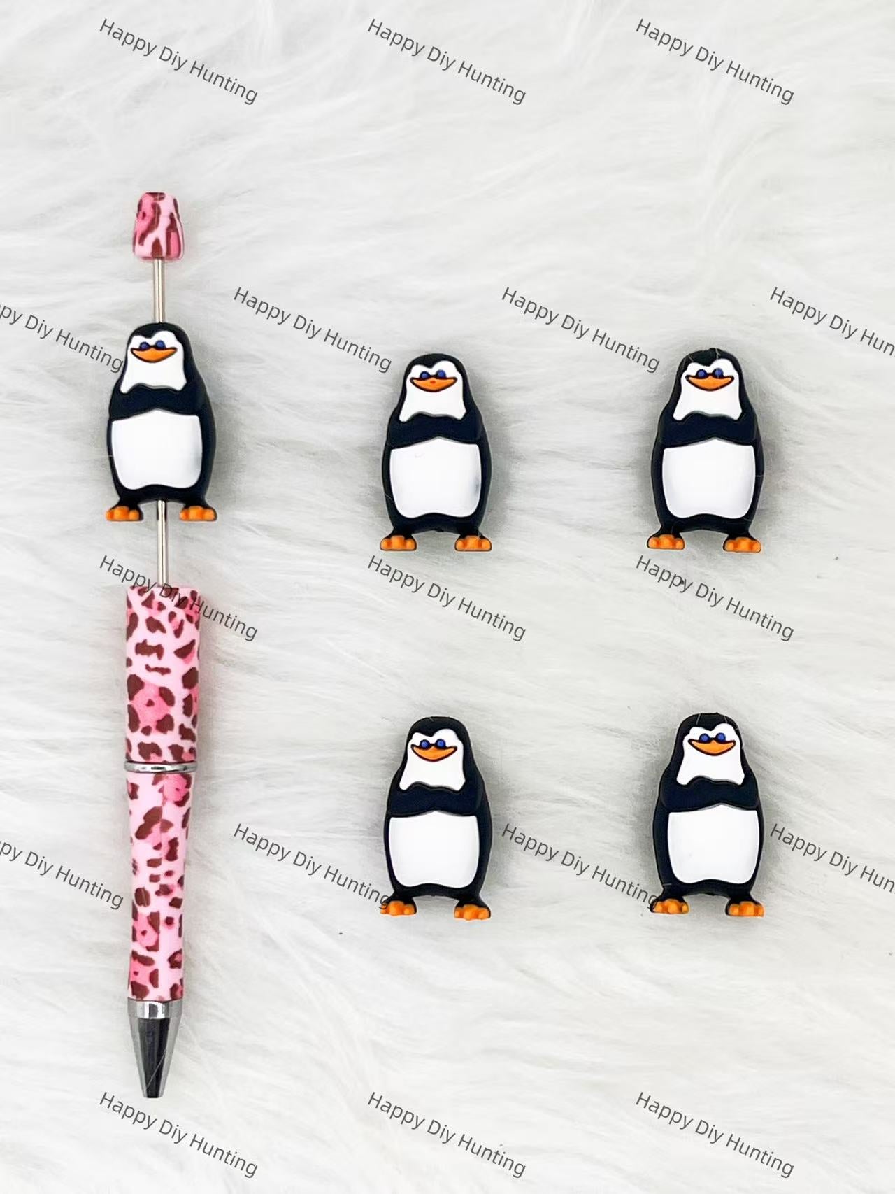 3D Penguin Of Madagascar Silicone Focal Beads Wholesale, silicone focal beads for pens