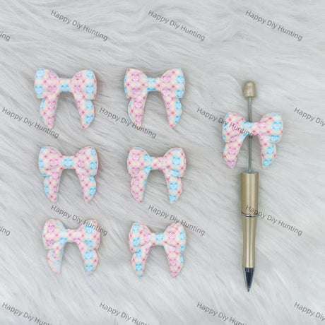 3D Pink And Blue Bowknot Silicone Focal Beads Wholesale, silicone focal beads for pens