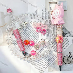 3D pink hooded spooky ghost figure pen toppers, silicone decorative tops for halloween handmade beadable pen projects
