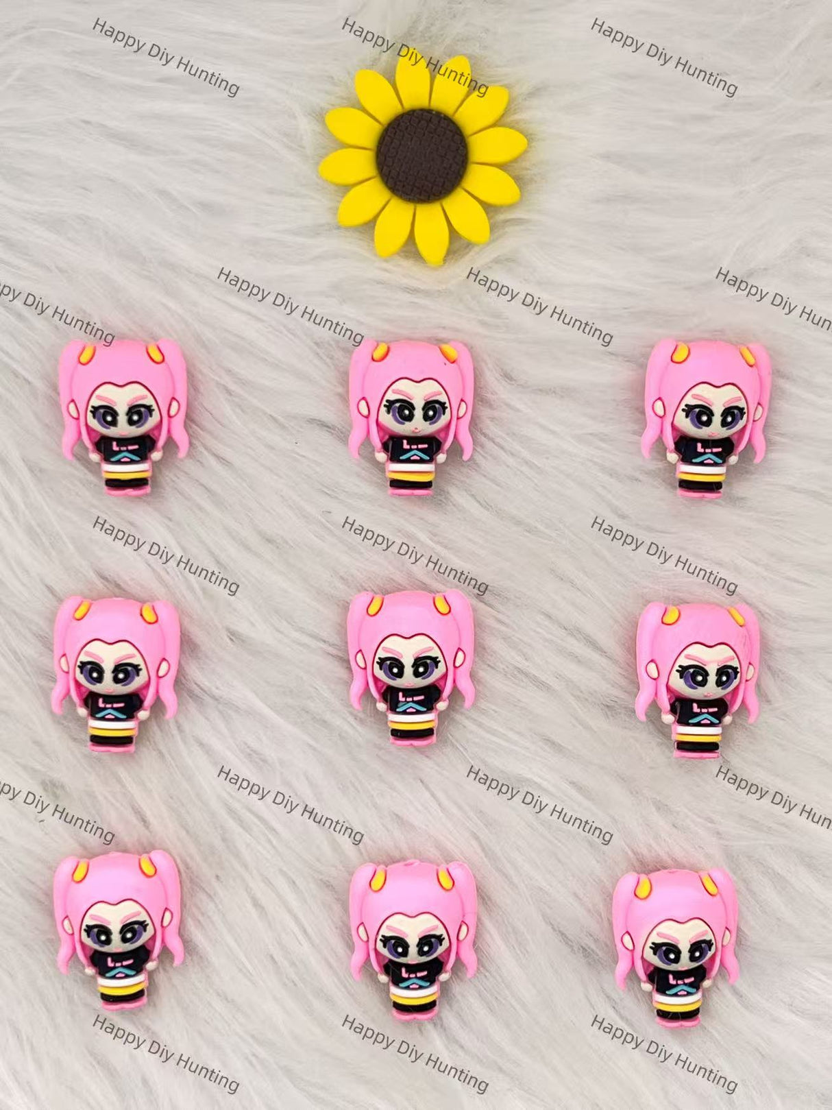 3D Pink Kpop Girl Silicone Focal Beads Wholesale, silicone focal beads for pens