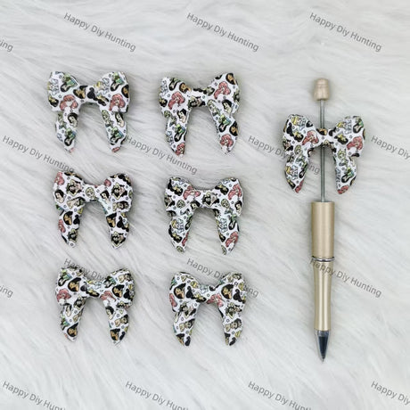3D Princess-themed Bowknot Silicone Focal Beads Wholesale, silicone focal beads for pens