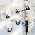 3D spooky bow‑accent ghost mask character pen toppers, silicone decorative tops for halloween handmade beadable pen projects