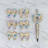 3D Winnie-themed Bowknot Silicone Focal Beads Wholesale, silicone focal beads for pens