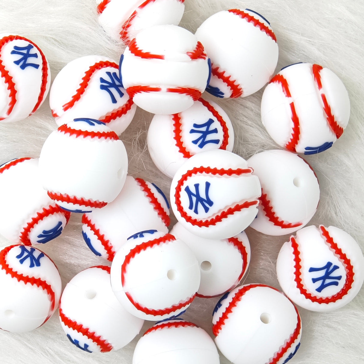 NY baseball team round shape focal Silicone Focal Beads Wholesale