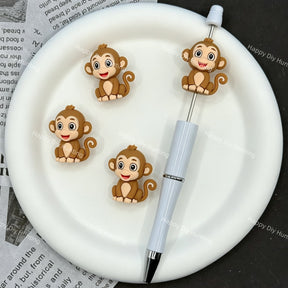 3d monkey silicone focal beads for DIY pens and animal-themed handmade crafts
