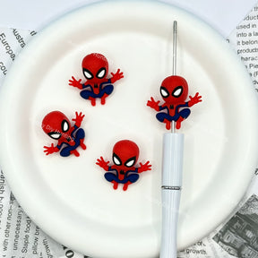 3d red blue cartoon hero silicone focal beads for DIY pens and superhero handmade crafts
