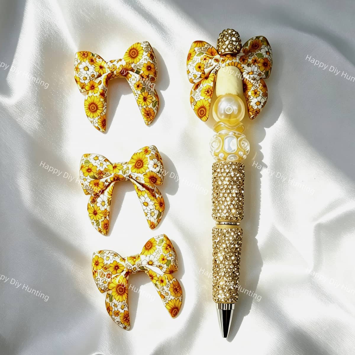 3D sunflower daisy floral silicone focal beads for DIY pens and garden-themed handmade crafts