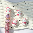 3D white kitten pink bow silicone focal beads for DIY beadable pens and cute handmade crafts
