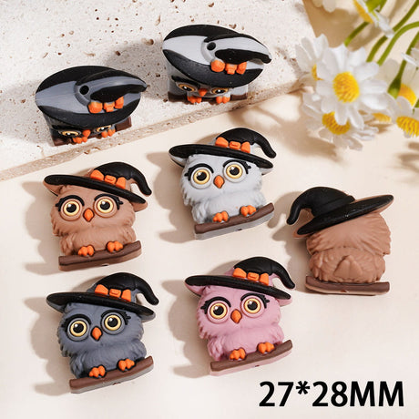 3D Big-Eyed Owl Wizard Hat Tree Branch Silicone Focal Beads 