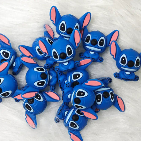 3d blue alien silicone focal beads for pens, standard 2mm bore diy craft supplies
