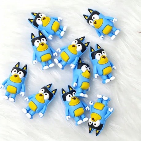 3d blue dog silicone focal beads for pens, standard 2mm bore diy craft supplies