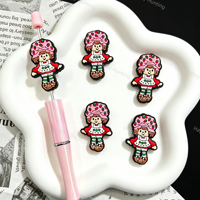 3D Cartoon Doll Figure Silicone Focal Beads for beadable pen DIY craft projects