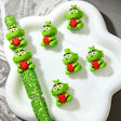 3D Heart Holding Green Figurine Silicone Focal Beads for custom beadable pen handmade DIY craft projects
