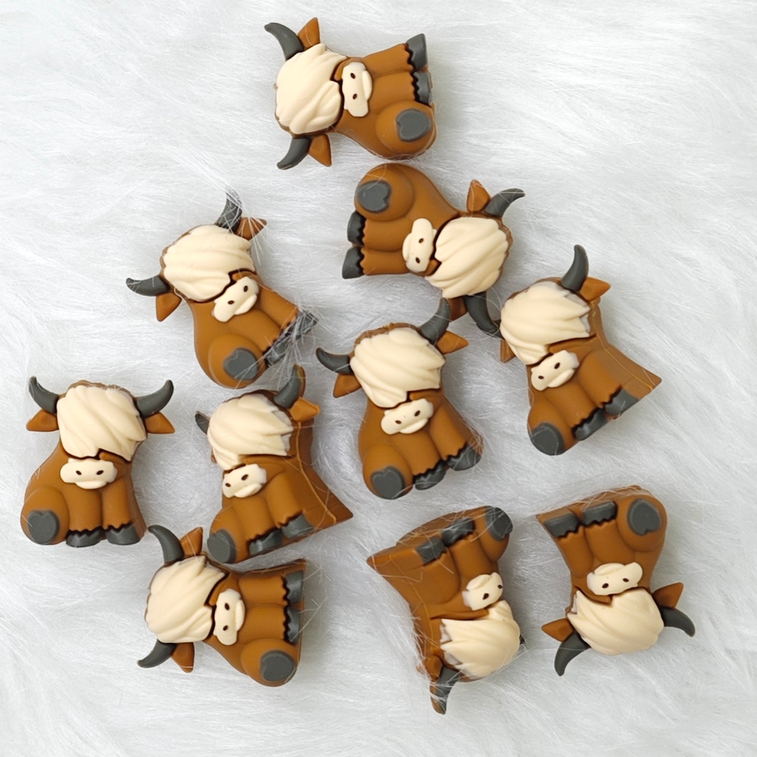 3d high land cow dark brown color Silicone Focal Beads, aniaml Focal Beads