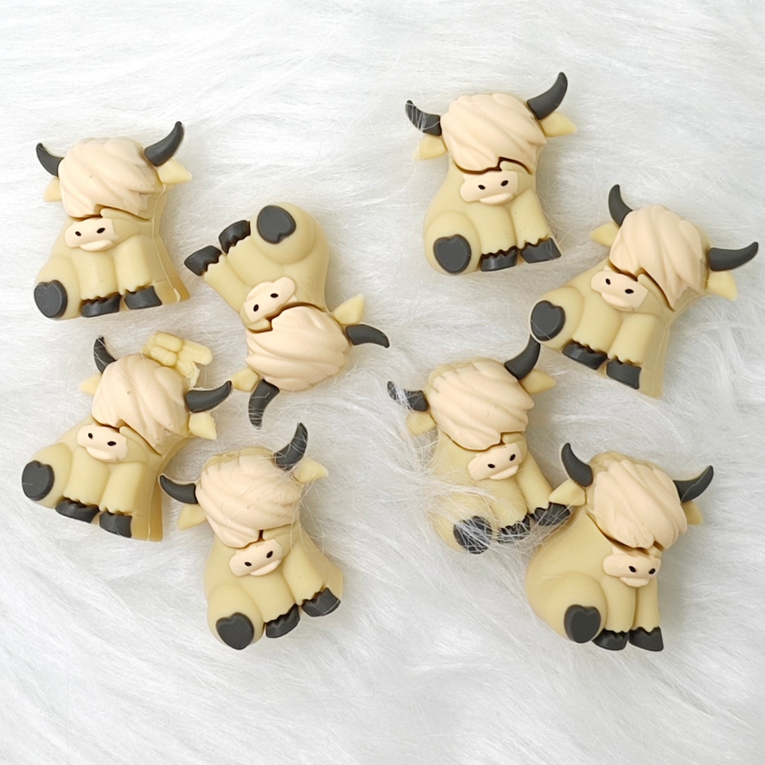 3d high land cow light brown color Silicone Focal Beads Wholesale, animal  Focal Beads