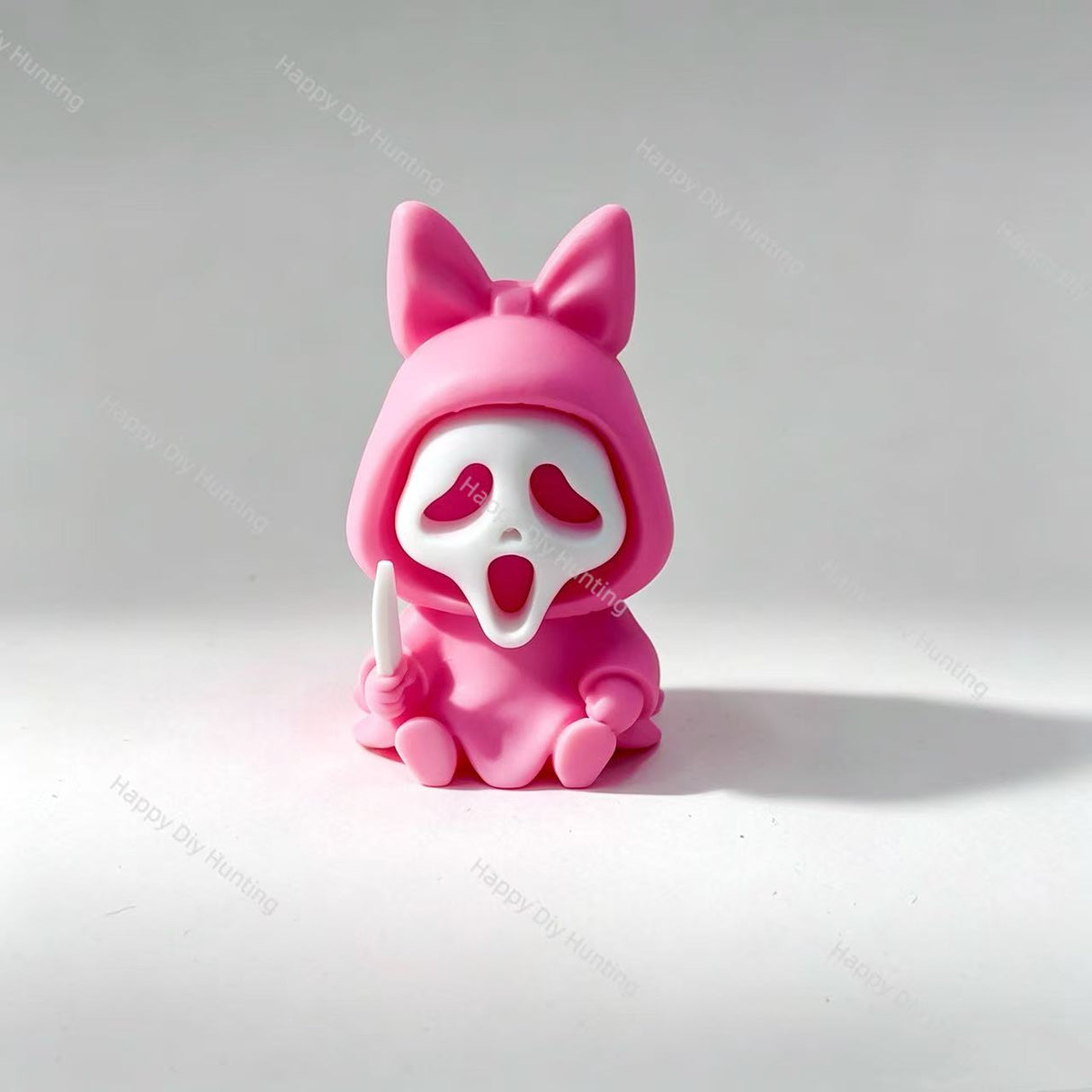 3d hot‑pink hooded spooky ghost figure no‑hole pen topper decorative charm for diy beadable pen craft projects