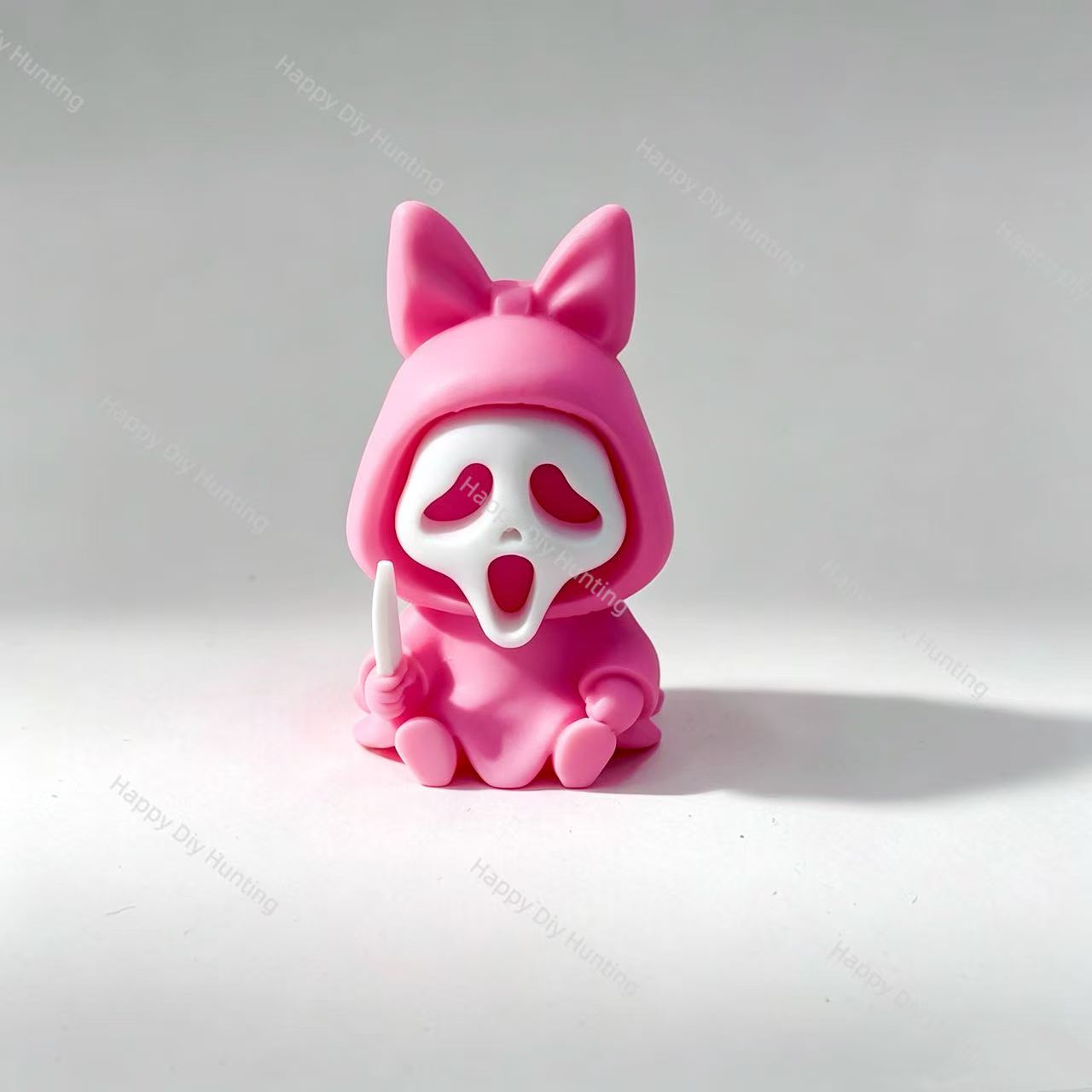 3d hot‑pink hooded spooky ghost figure no‑hole pen topper decorative charm for diy beadable pen craft projects