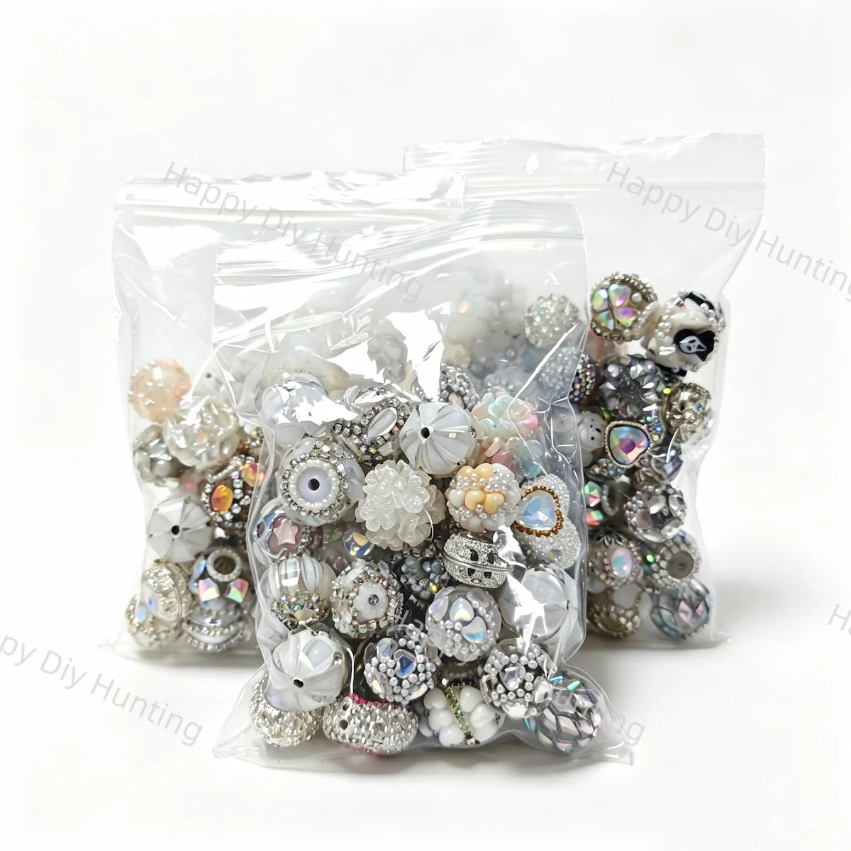 Wholesale White Random Mixed Beads for DIY Beadable Pens, 20-22mm