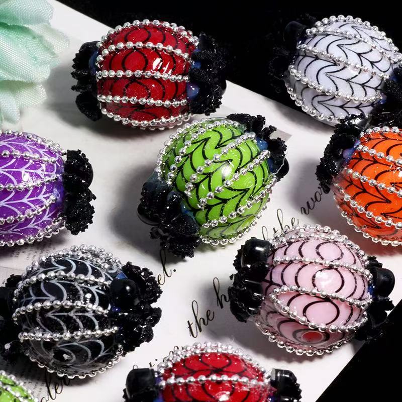 20mm Spider Web Pumpkin Round Beads for DIY Beadable Pens & Jewelry Making