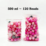 500ml romantic pink Silicone & Acrylic bead mix, heart bow mixed bead set for handmade crafts