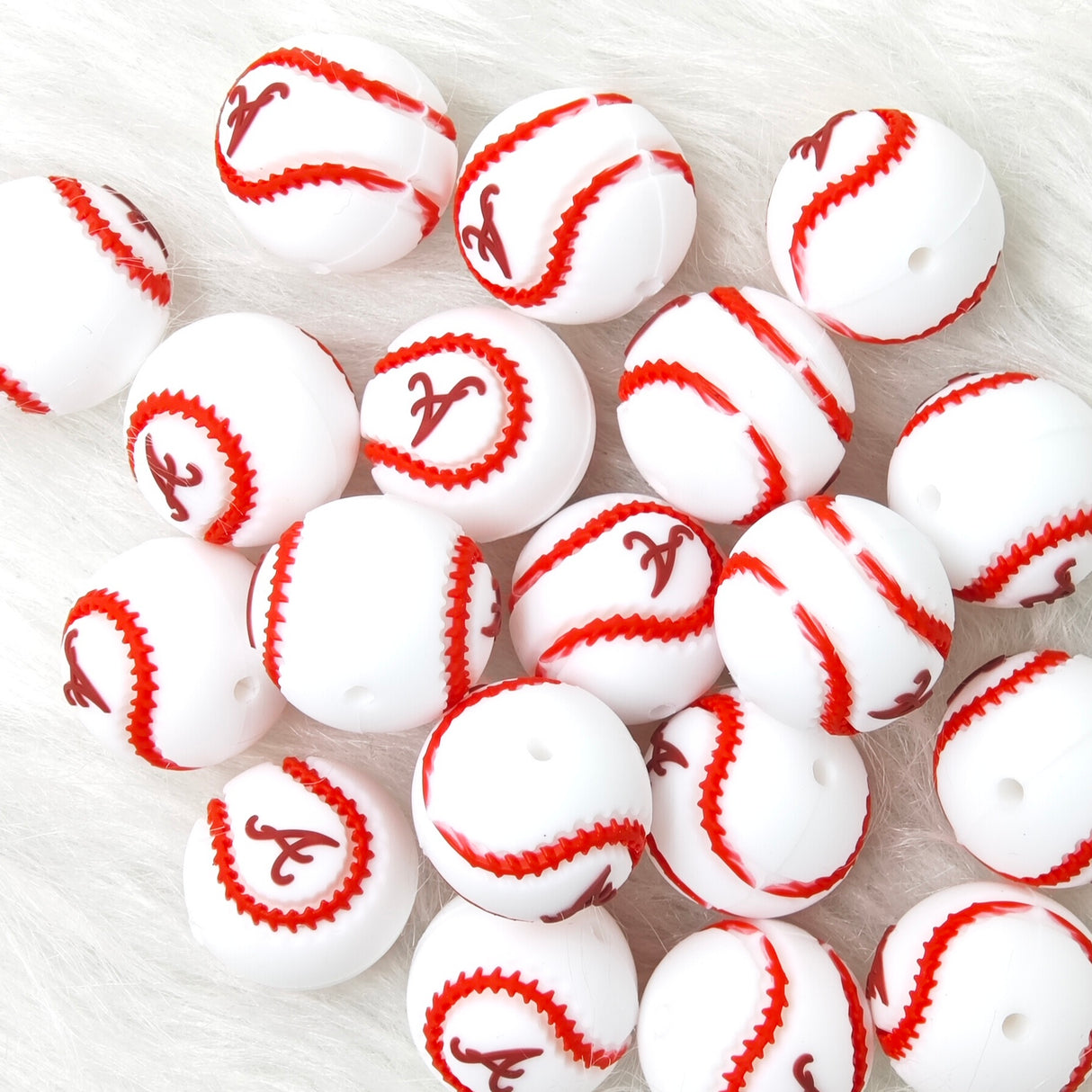 "A" Angles baseball team round shape focal Silicone Focal Beads Wholesale