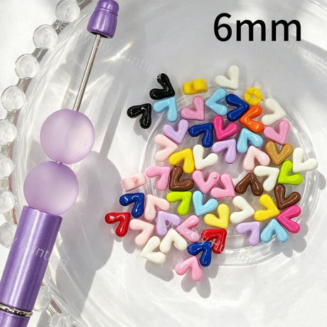 6MM Multicolor Heart Shape Acrylic Beads For Beadable Wire Loop
