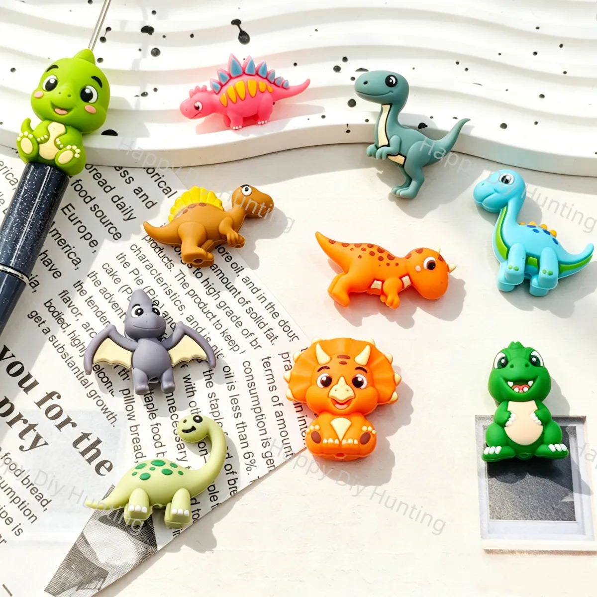 3D Dinosaur Silicone Focal Beads For DIY Beadable Pens& Jewelry