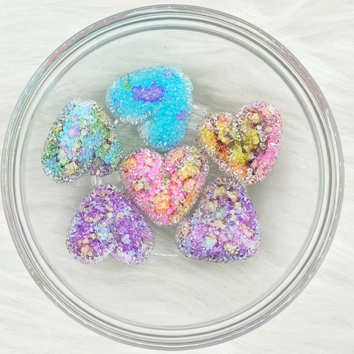 Printed sugar heart beads, mixed color